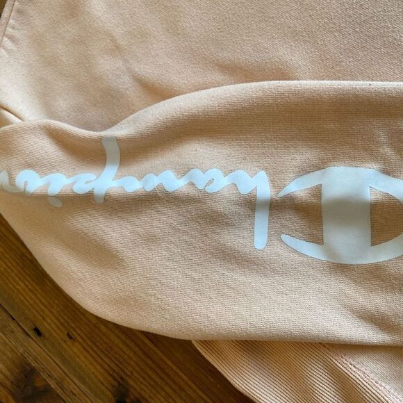 Champion Cropped Sweatshirt Peach Log Sleeve Size Medium - Picture 3 of 16